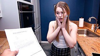 Cute coed fucked for rent debt