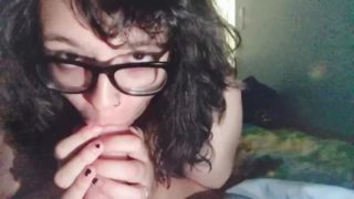 Dark Haired Girl with Glasses Blows You in Bed