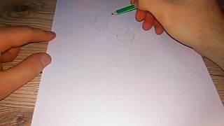 Drawing a pissing Anime Hentai girl