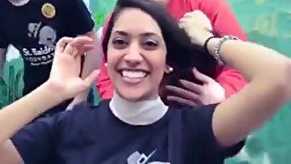 Cute indian girl gets shaved for charity