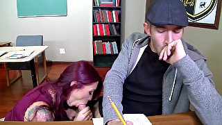 Snotty teacher Monique Alexander sucks his rod in the back of the classroom