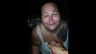 Amateur BBW Gets a Face full of Cum