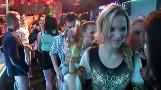 Cum swallowing bitches sucking cocks and dancing at a sex party