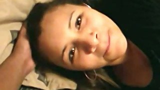 My chubby brunette cutie gives me sensual blowjob