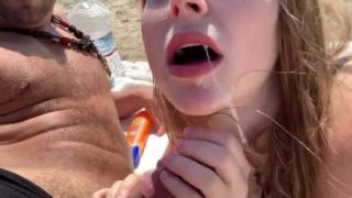 I met this hot blonde at the beach and she sucked the cum out of my cock