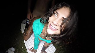 Bonnie Rotten endures deep vaginal sex in public