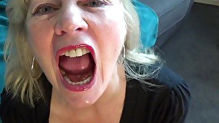 Mature blonde mouth fists and gets sperm.