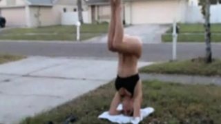 Lil C Naked Headstand