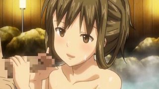 Naked little hentai girl gives BJ and titjob