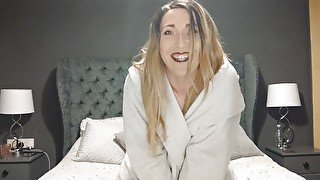 Crossdresser dressing gown flash