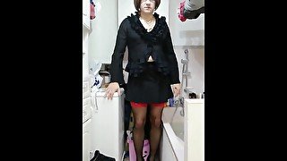 Patty crossdresser Black and red lingerie