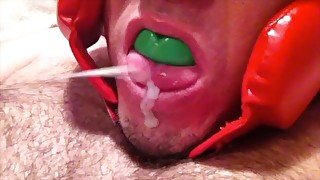 Cumpilation of self facial on my mouthguards and fetish sports gear