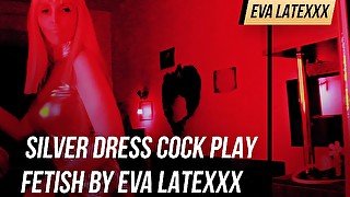 Domina Eva fetish silver dress cock play mistress bdsm femdom milf dominatrix