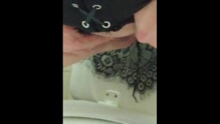 Goth pawg milf pisses in cuffs