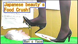 Food crush by Japanese beauty's high heel!