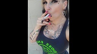 Sexy Smoker KandyxB takes break at work