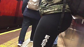 Beautiful Fat Ass Shaking in train station