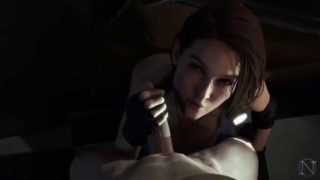 Jill Valentine Deepthroats & Swallows Umbrella Dick