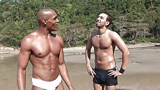 Two african men fucking on the beach