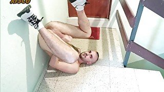 Xisco jerk off between neighbors stairs and cums on top of himself