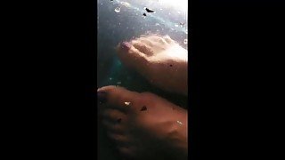 Glitter UnderWater FootJob Compilation