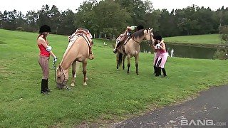 Crazy lesbian group sex in outdoors with four pussy eating friends