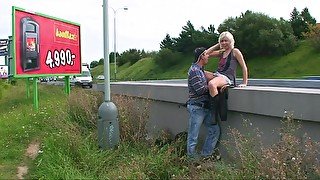 Outdoor Chicks Scene 4 - Dirty blonde with small tits likes to fuck in panties by the side of the highway