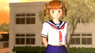 Sexy 3D anime cutie gets fucked outdoors