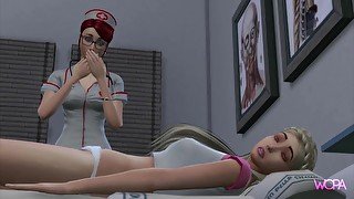 Doctor kissing patient. Lesbian Sex in the Hospital