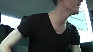 Three amateur twinks picked up and bang in a vehicle