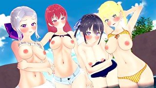 NAOYA FUCKS HIS HAREM UNTIL CREAMPIE (Saki, Nagisa, Rika, Shino) KANOJO MO KANOJO HENTAI UNCENSORED