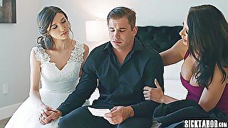 Wedding Jitters Were Shattered With Threesome With Hot Teen 18+ And Her Stepmom