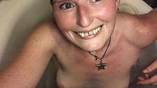 Hot, sweaty and horny in the bath