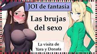 Las brujas del sexo. Brujita timida y la reina de los elfos te la chupan. JOI COMPLETO.