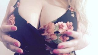 Carlycurvy teases with her dildo in a short flower dress