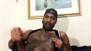 Str8 guy stroke his big black meat