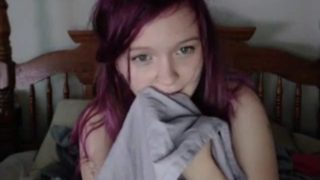 Purple hair giant soft tits teen cam model