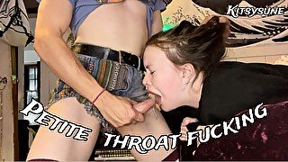 femboy messily throat fucks petite brunette