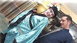 Rough sex for the hot babe in sexy kimono