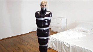 Hot Blonde Bound And Tape Gagged, Wrapped 1