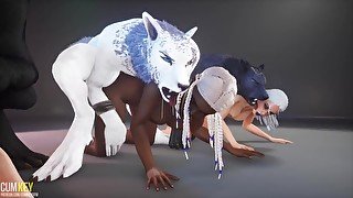 Werewolfs breed Busty girls Otgy  Big Cock monster  3D Porn WildLife