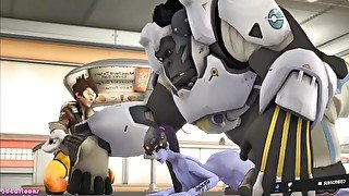 Overwatch windowmaker fucked by huge giant robot on spaceship