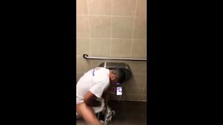 Workmen caught jerking and cumming in restroom