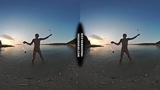 Special Fire Dancing Naked On Sunset Beach Extra Long And Hot With Redhead Lea On Vacation