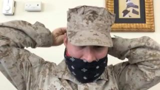 Self Gagged and Cuffed Marine