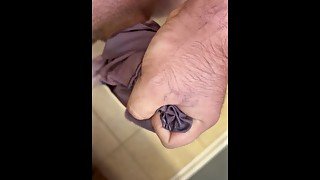 Dick releasing cum on purple panties