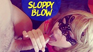 Sloppy blowjob untill receiving his load