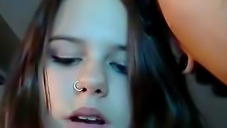 Girlfriend is giving a sloppy blowjob