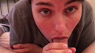 18 year old college girlfriend gives amazing rimjob and swallows my cock