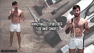 Annoying stepbrother tied and shaved - head shave fetish